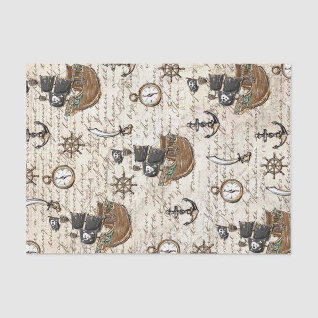 Papel De Seda Letra pirata vintage nautical Decoupage (Anverso)