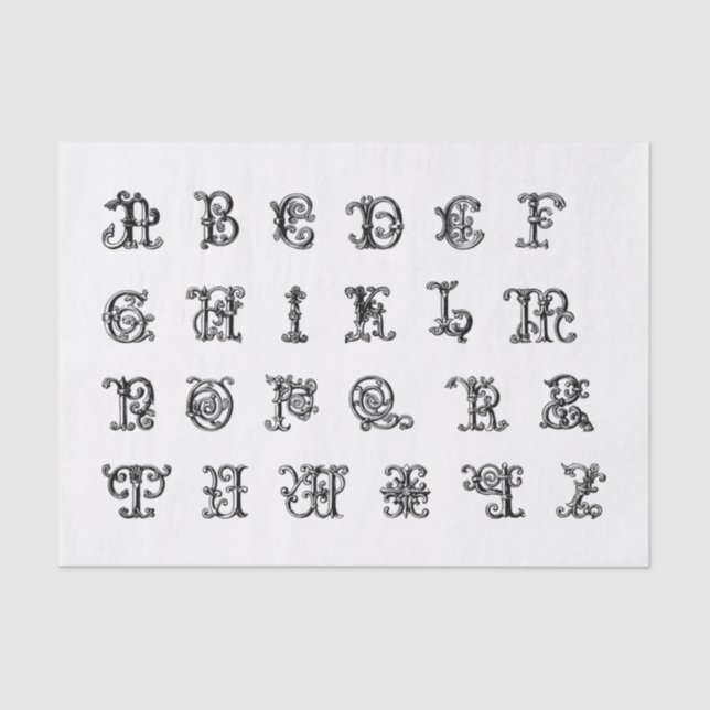 Papel De Seda Letras alfabéticas iluminadas para desincrustación (Anverso)