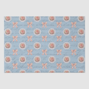 Papel De Seda Letras Antiguas Rosas Vintage Toile Lazos