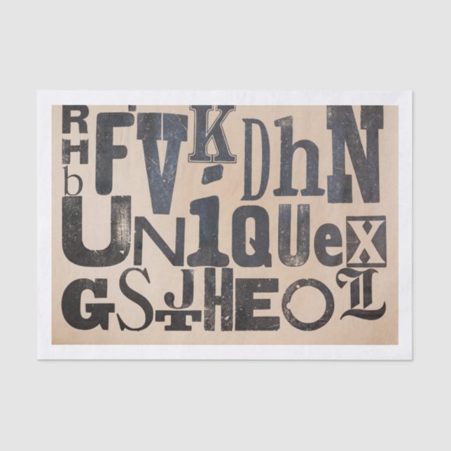 Papel De Seda Letras De Alfabeto En Peligro "Únicas" (Anverso)