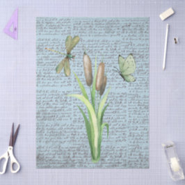 Papel De Seda Letras de caligrafía rústica de moda Azul