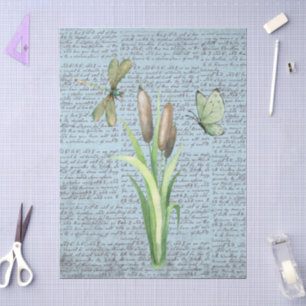 Papel De Seda Letras de caligrafía rústica de moda Azul