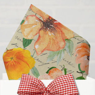 Papel De Seda Letras de flores amarillas de descomposición moder