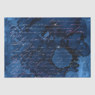 Papel De Seda Letras de Sirena con Brillo Azul Oscuro e Irisado