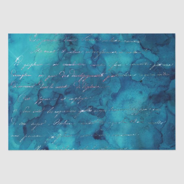 Papel De Seda Letras de sirena con brillo teal e iridiscente (Anverso)
