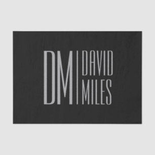 Papel De Seda Letras iniciales y logotipo de nombre gris minimal