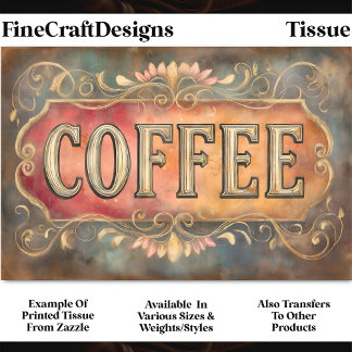 Papel De Seda Letrero de Etiqueta de Café de Estilo Antiguo DQ1