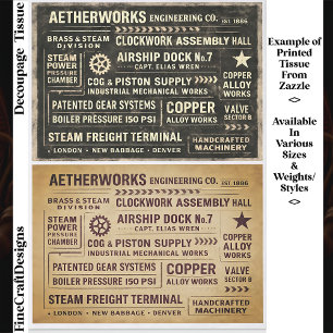 Papel De Seda Letreros de Trabajo Steampunk Angustiado Envejecid