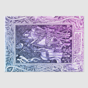 Papel De Seda LEYENDAS MEDIEVALES Dama Y Floral Knight Horseback