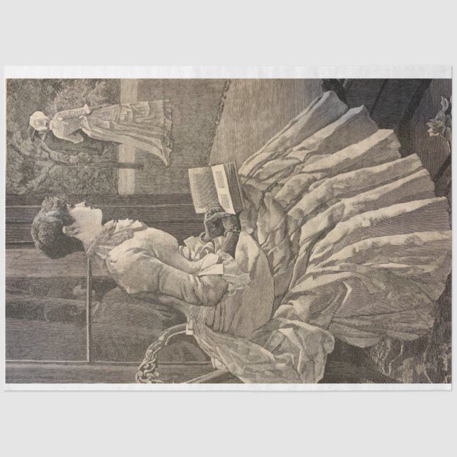 Papel De Seda Leyendo a una mujer, años 80 (Anverso)