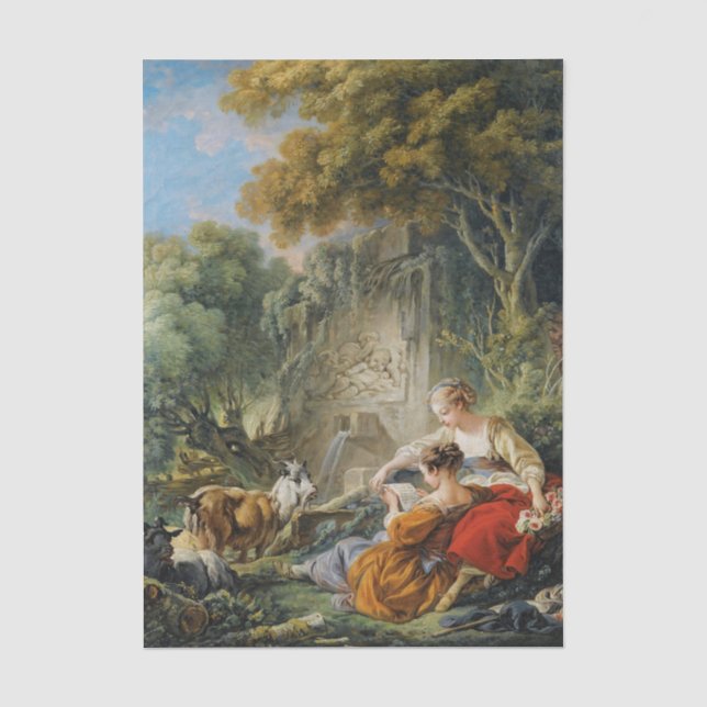 Papel De Seda Leyendo la carta de Francis Boucher (Anverso)