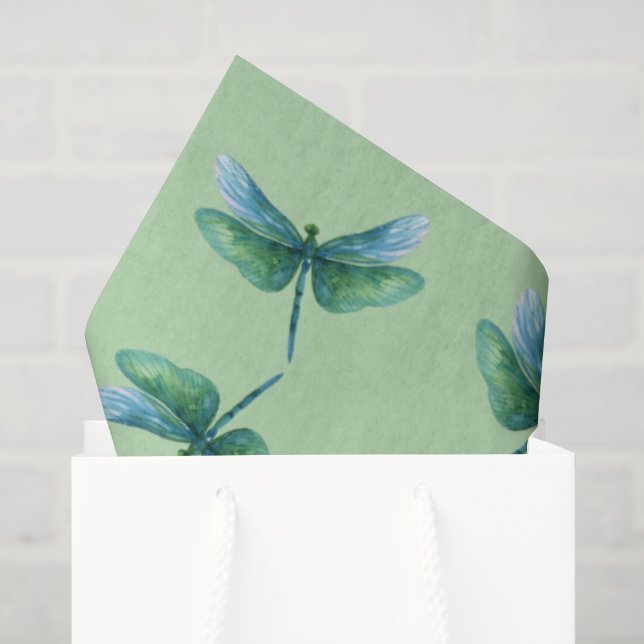 Papel De Seda Libélula verde (Bolsa de regalo)
