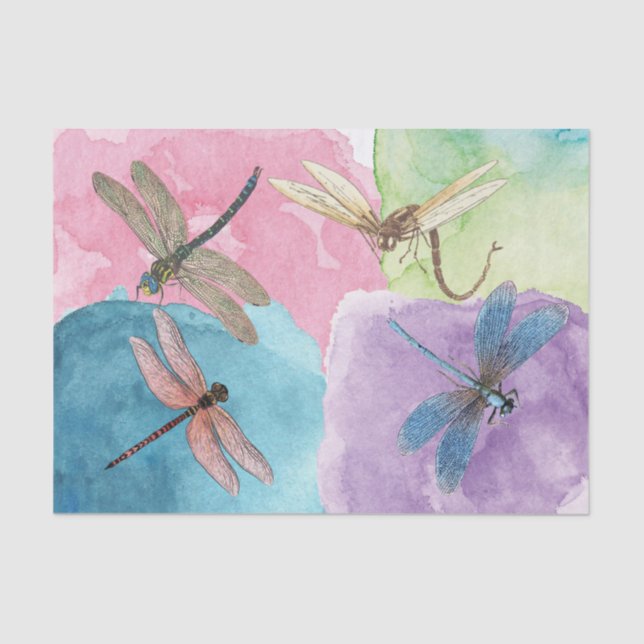 Papel De Seda Libélulas acuarela Decoupage (Anverso)