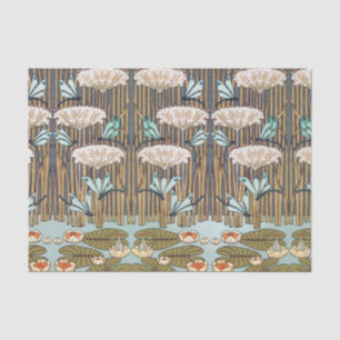 Papel De Seda Libélulas Nenúfares Arte Nouveau Pantanoso