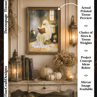 Papel De Seda Libro de lectura de fantasmas, decoupage de inodor
