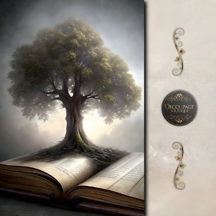 Papel De Seda Libro del Árbol del Conocimiento Decoupage