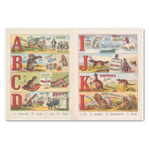 Papel De Seda Libro ilustrado de alfabeto animal vintage