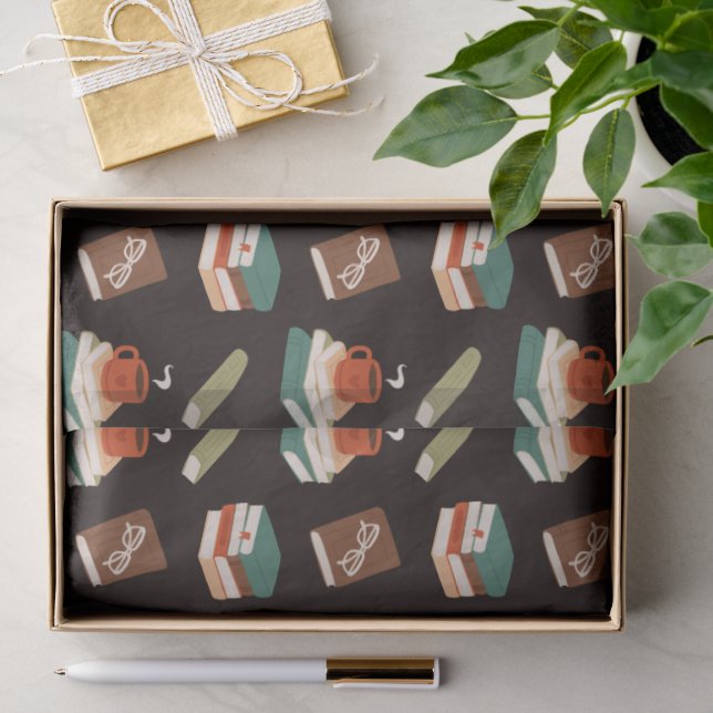 Papel De Seda Libros Acogedores y Lectura de Café (Regalo )