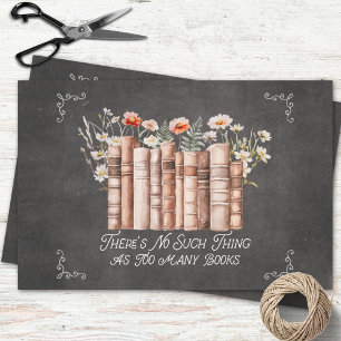 Papel De Seda Libros con flores y citas en negro