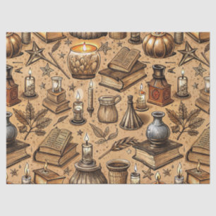 Papel De Seda Libros de Brujería Vintage y Patrón de Velas