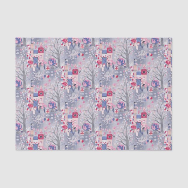 Papel De Seda Libros de cuento de hadas y criaturas mágicas gris (Anverso)