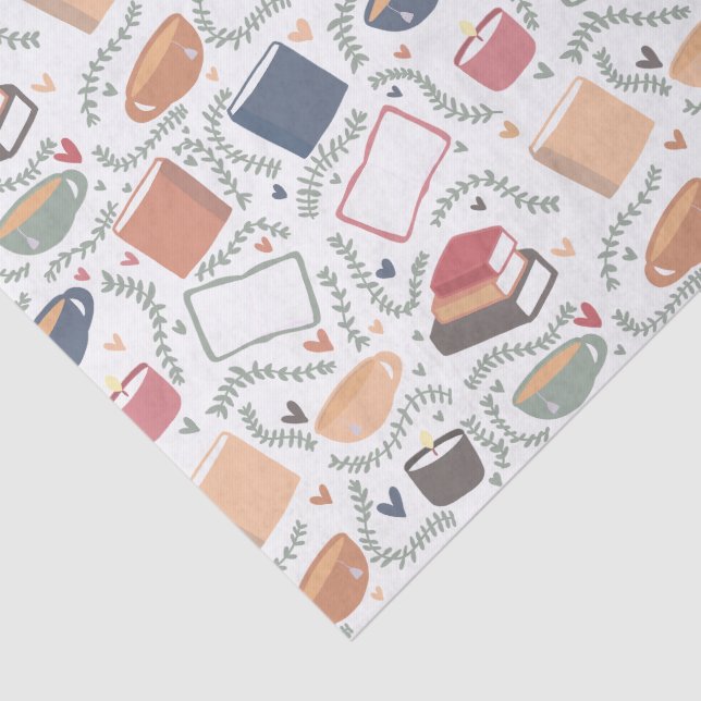 Papel De Seda Libros, Velas Y Té (Detalle)