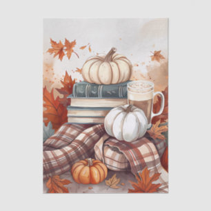 Papel De Seda Libros y calabazas con motivos de caída de colores