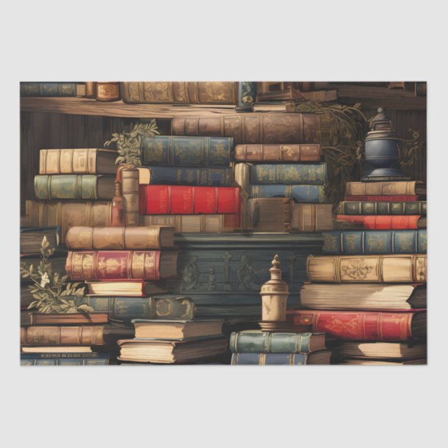 Papel De Seda Libros Y Plantas (Anverso)