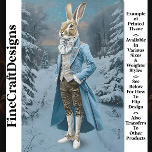 Papel De Seda Liebre Caprichosa Vestida de Azul, Nieve CE7 Decou