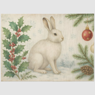 Papel De Seda Liebre de Invierno con Decoupage Navideño Vintage
