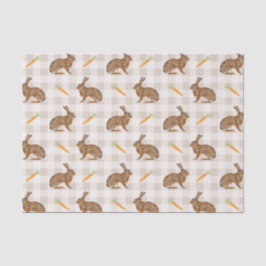 Papel De Seda Liebre de primavera y zanahorias beige a cuadros P
