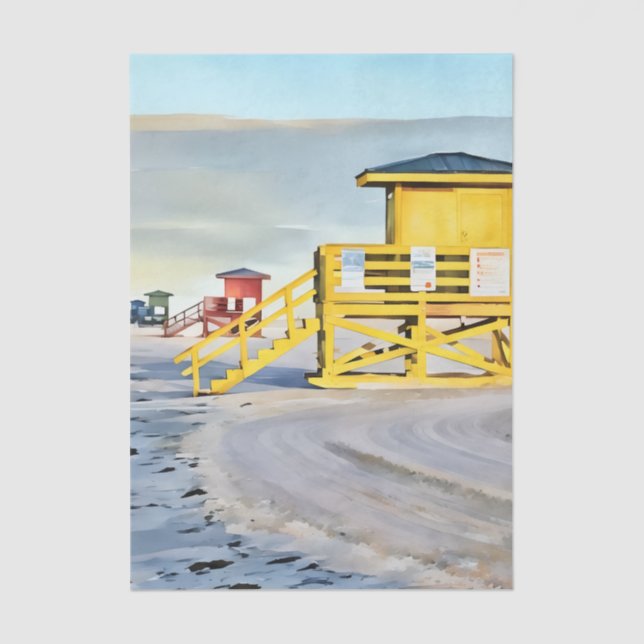 Papel De Seda Lifeguard towers Siesta Key Beach Tissue Paper (Anverso)