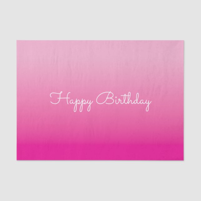 Papel De Seda Light and Hot Pink Ombre Happy Birthday (Anverso)