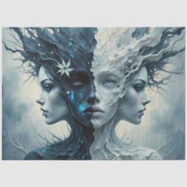 Papel De Seda Light and Shadow Goddess Duality Fantasy Decoupage