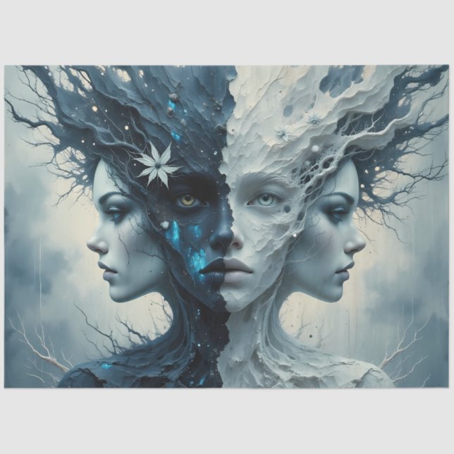 Papel De Seda Light and Shadow Goddess Duality Fantasy Decoupage (Anverso)