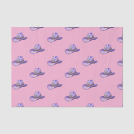 Papel De Seda Light Purple Cowgirl Hat-Pink Background