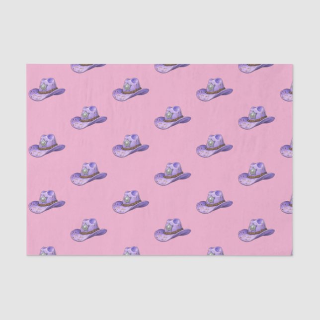Papel De Seda Light Purple Cowgirl Hat-Pink Background (Anverso)