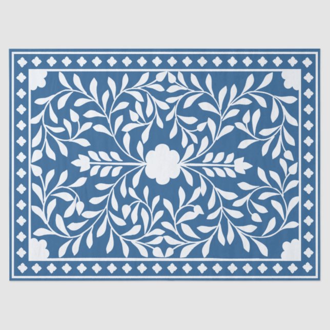 Papel De Seda Lighter Blue Traditional Bone Inlay Decoupage  (Anverso)