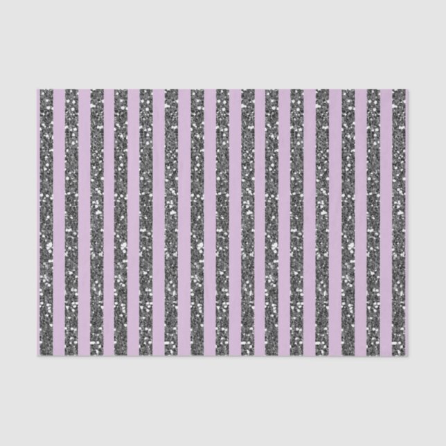 Papel De Seda Lila Lavanda Purpura Plata Brillo Rayas Fiesta (Anverso)