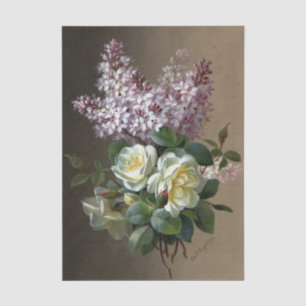 Papel De Seda Lila Púrpura Francesa Rosa Blanca Botánica Floral