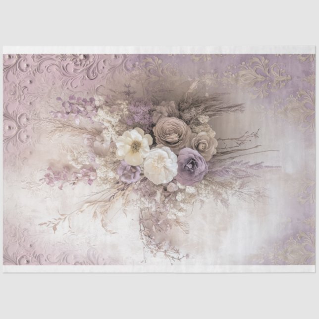 Papel De Seda Lilac Blooms Rústico Romance Floral Bouquet (Anverso)
