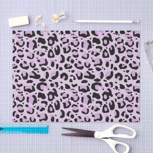 Papel De Seda Lilac Lavender Black Leopard Print Decoupage (Artesanía)