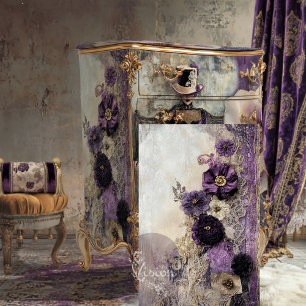 Papel De Seda Lilac Purple Scrapbook Mixed Media Floral & Lace