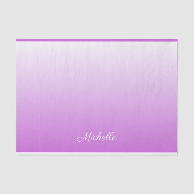 Papel De Seda Lilac púrpura oscuro nombre personalizado (Anverso)