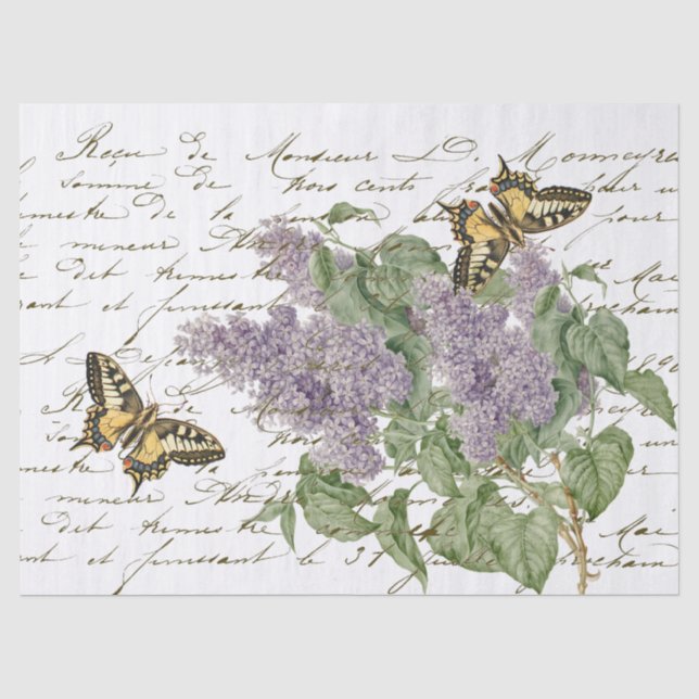 Papel De Seda Lilac Swallowtail Mariposa de escritura francesa (Anverso)