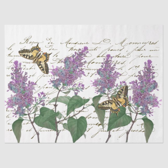 Papel De Seda Lilac Swallowtail Mariposa escritura franco Ti (Anverso)