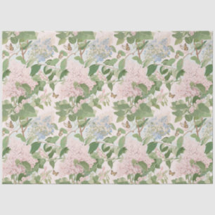 Papel De Seda Lilas rosas suaves y mariposas sobre rubor