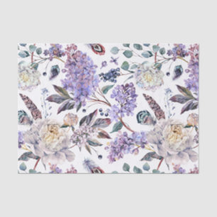 Papel De Seda Lilas y Peonías Florales