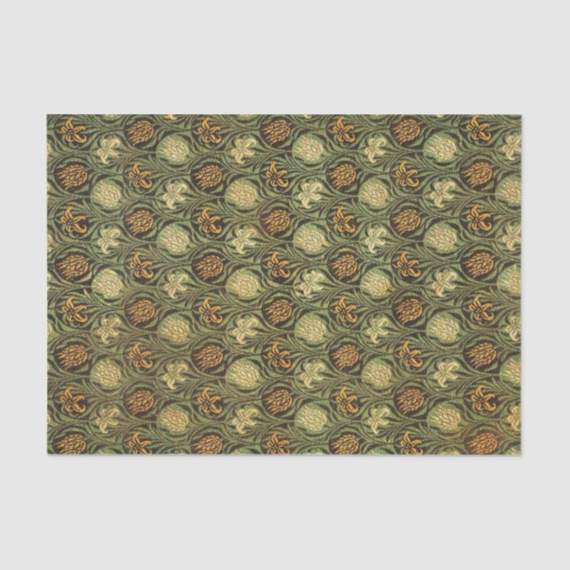 Papel De Seda LILES VERDES WILLIAM MORRIS Tejido (Anverso)