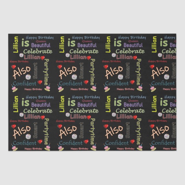 Papel De Seda Lillian, feliz periódico de cumpleaños (Anverso)